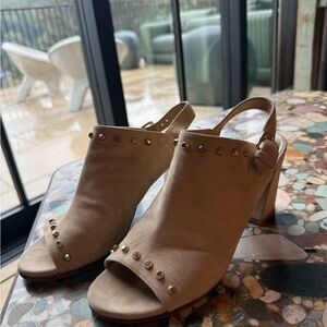 Elegant Studded Beige Heels - Stuart Weitzman